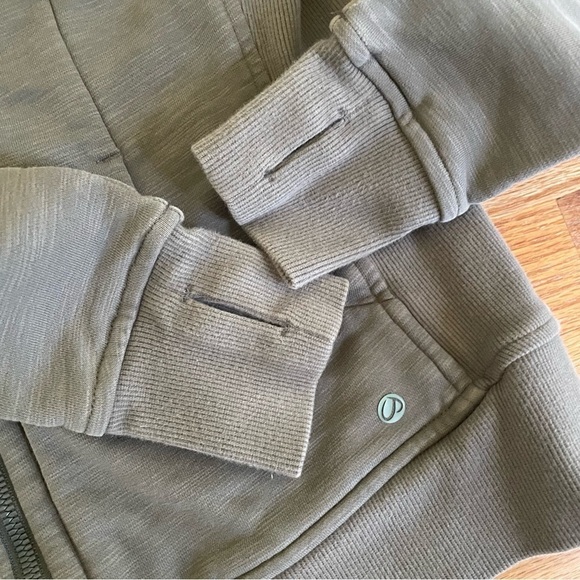 CRZ YOGA Olive Army Green Full Zip Hooded Hoodie Sweatshirt Women XS S - Picture 3 of 4